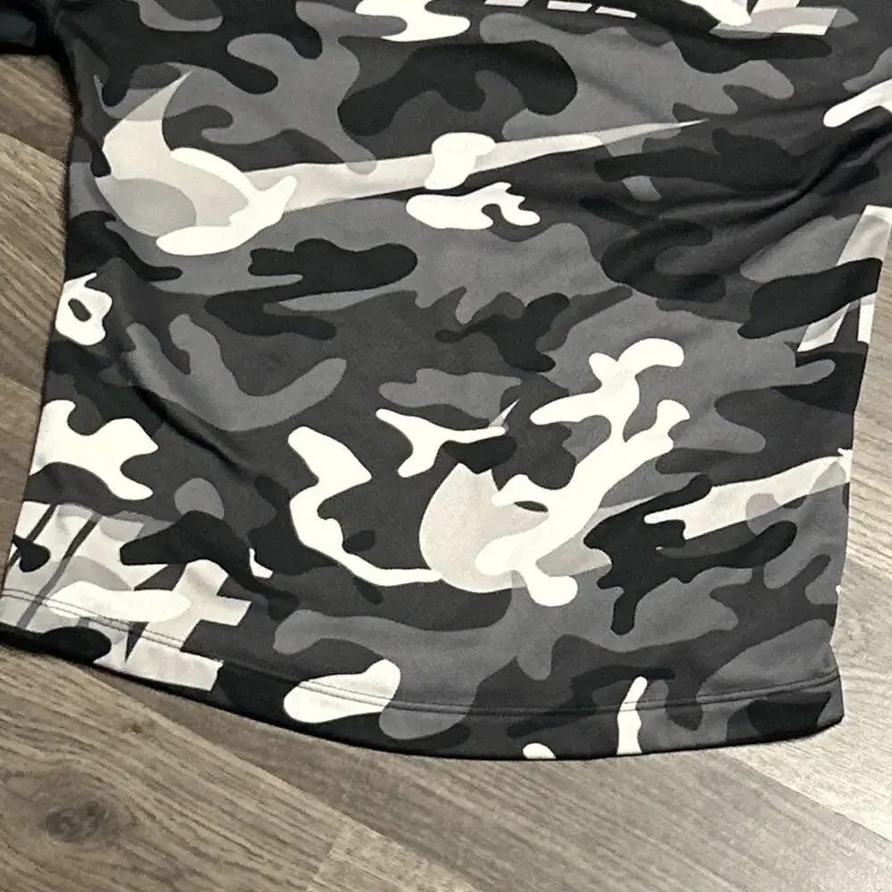 Boys Small Nike Dri Fit Black White Grey Camouflage Print Hoody